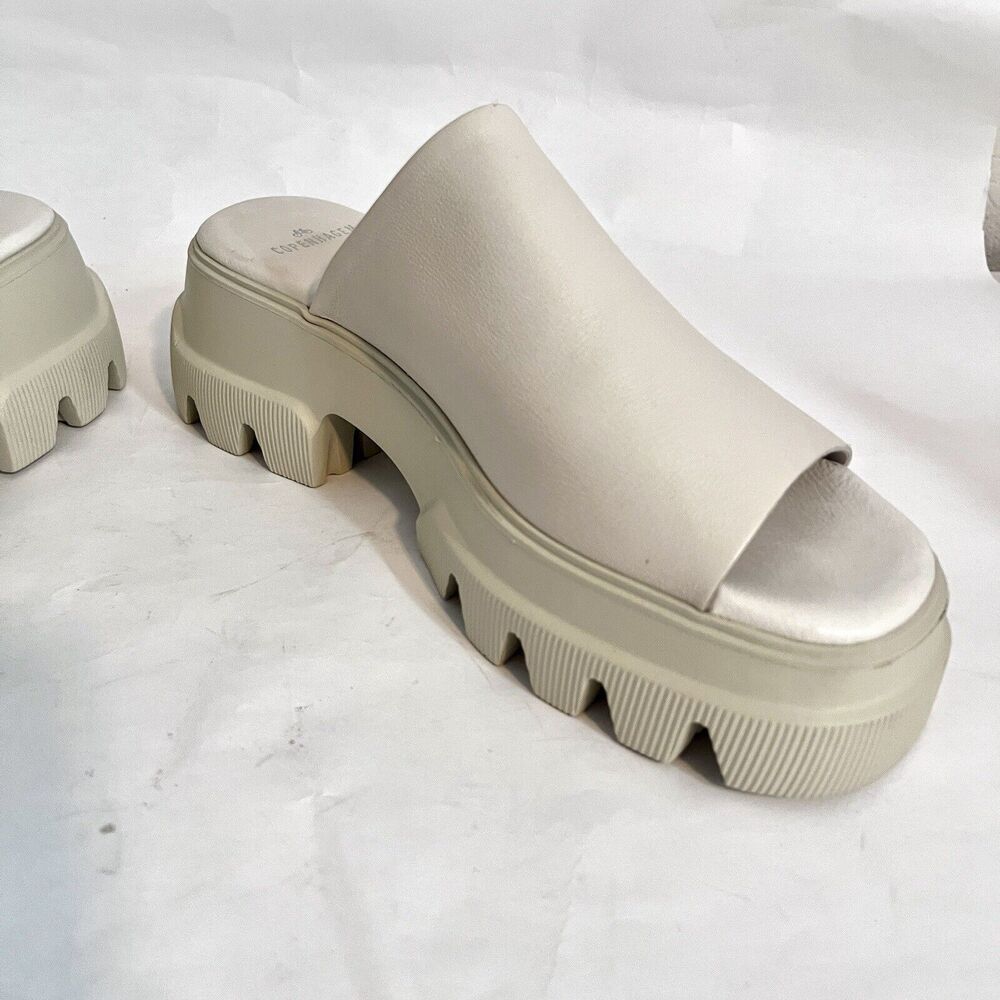 Copenhagen CPH 231 White Chunky Leather Slides Women 39 (8.5 US) Minimalist - Picture 2 of 7